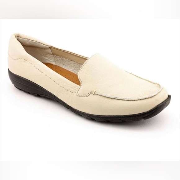 Easy Spirit Shoes - Easy Spirit Abidet Leather White/Ivory Casual Slip-on Loafers Shoes 7.5